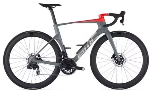 Vélo de Route BMC Teammachine R 01 Three Sram Force eTape AXS 12V 700mm Gris Iron / Rouge Neon