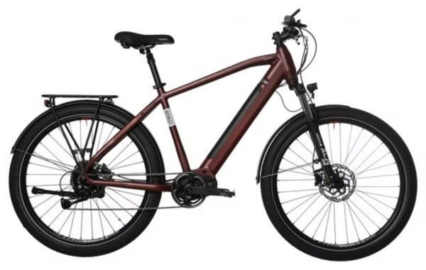 Vélo de Ville Électrique Bicyklet Raymond Shimano Acera 9V 504 Wh 27.5 » Rouge Bordeaux